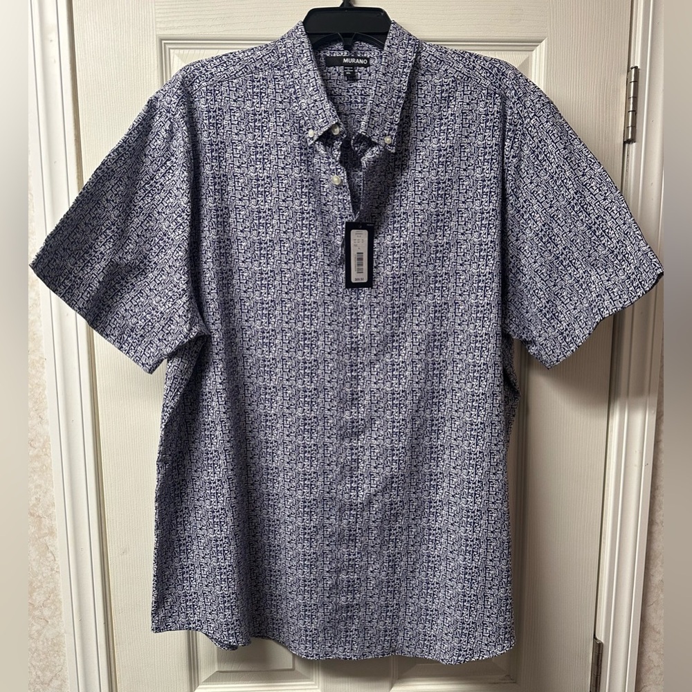 Murano Men's Short Sleeve Printed Woven Shirt, Size-XL